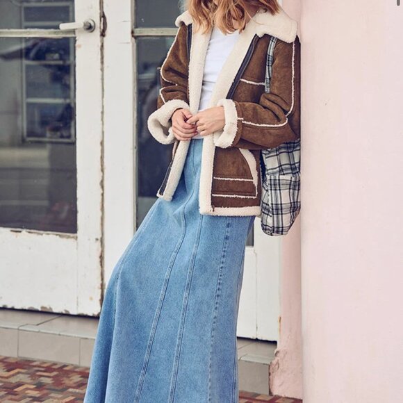 Ghanda Daria Denim Maxi Skirt in Light (Kendall) Blue - Picture 1 of 7